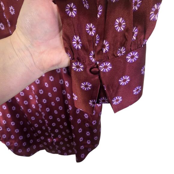 Ann Taylor Studio Collection Silk Tile Print Mock Neck Top Medium - Picture 7 of 12